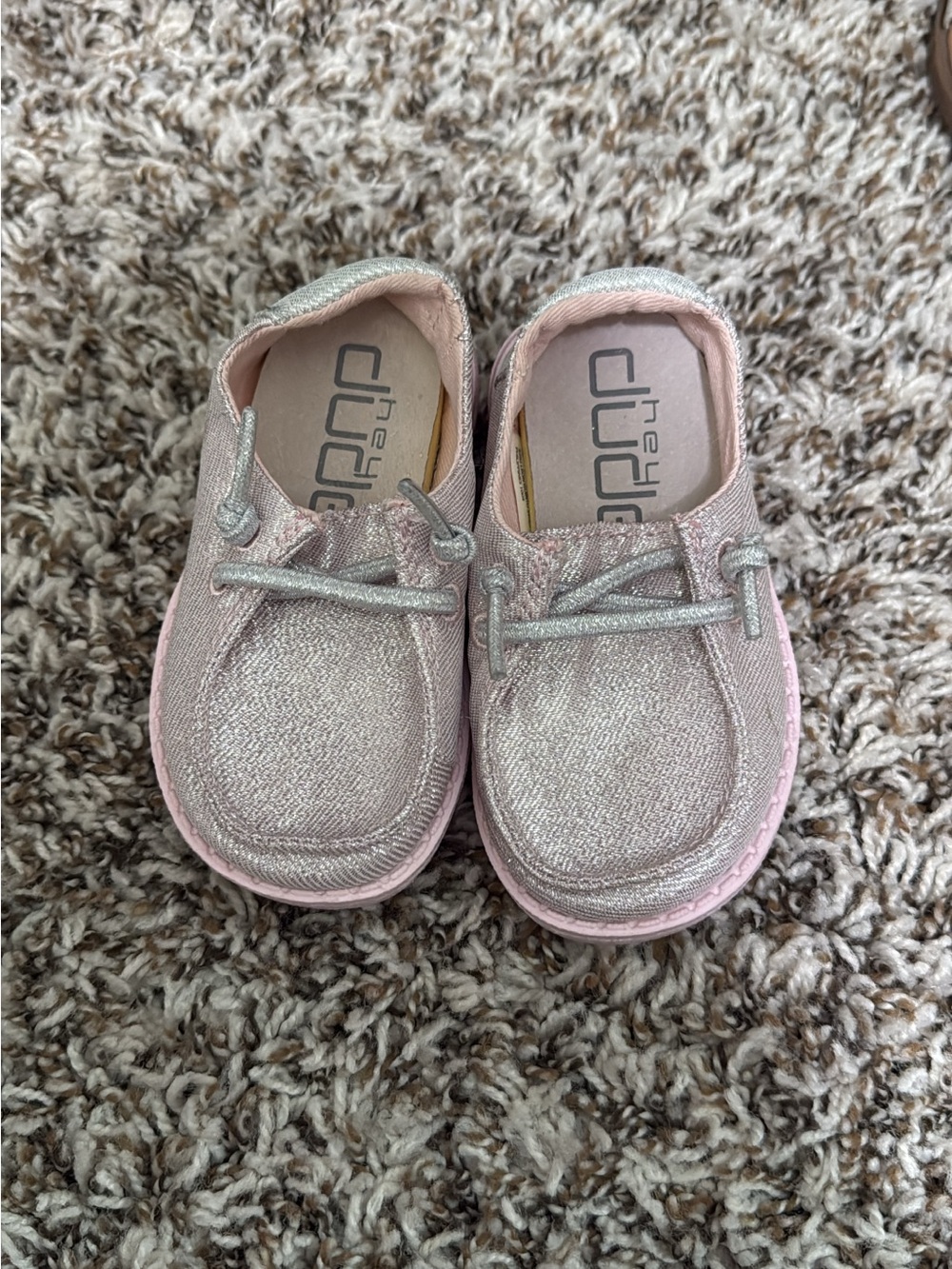 Hey Dude Kids Sparkle Slip-On Moccasins in Light Pink